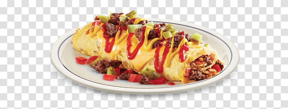 Cheeseburger Omelette Ihop Calories, Food, Hot Dog, Dish, Meal Transparent Png