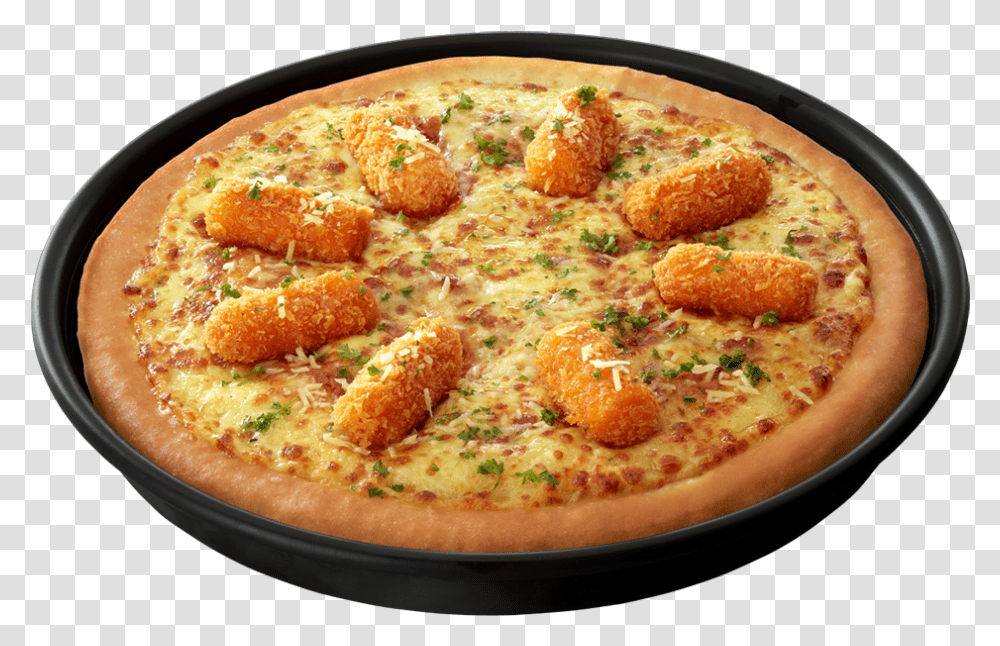 Cheesy Lava Mozza Crunch Fast Food, Dish, Meal, Pizza, Platter Transparent Png