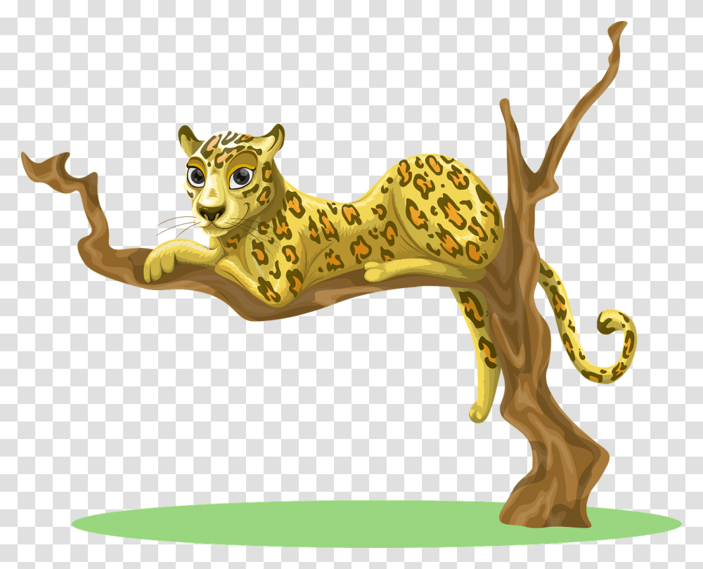 Cheetah In Tree Cartoon, Mammal, Animal, Wildlife, Figurine Transparent Png