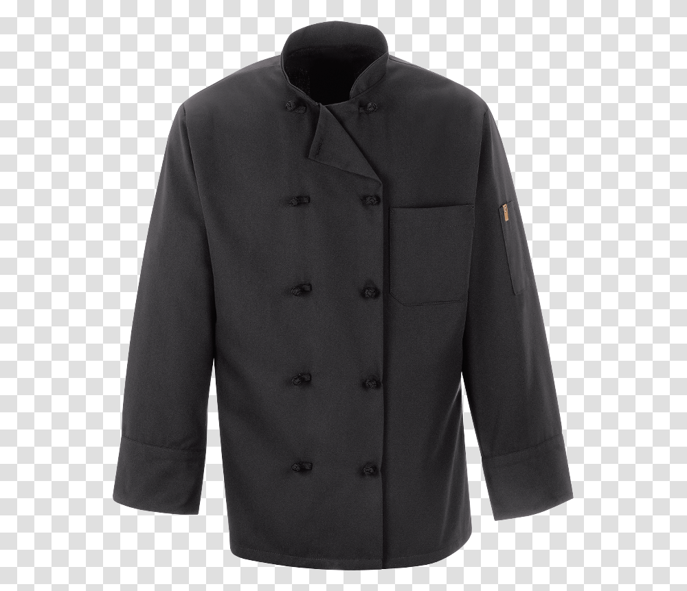 Chef Designs Black Chef Coat 10 Knot Buttons Chef Jacket Black, Apparel, Overcoat, Trench Coat Transparent Png