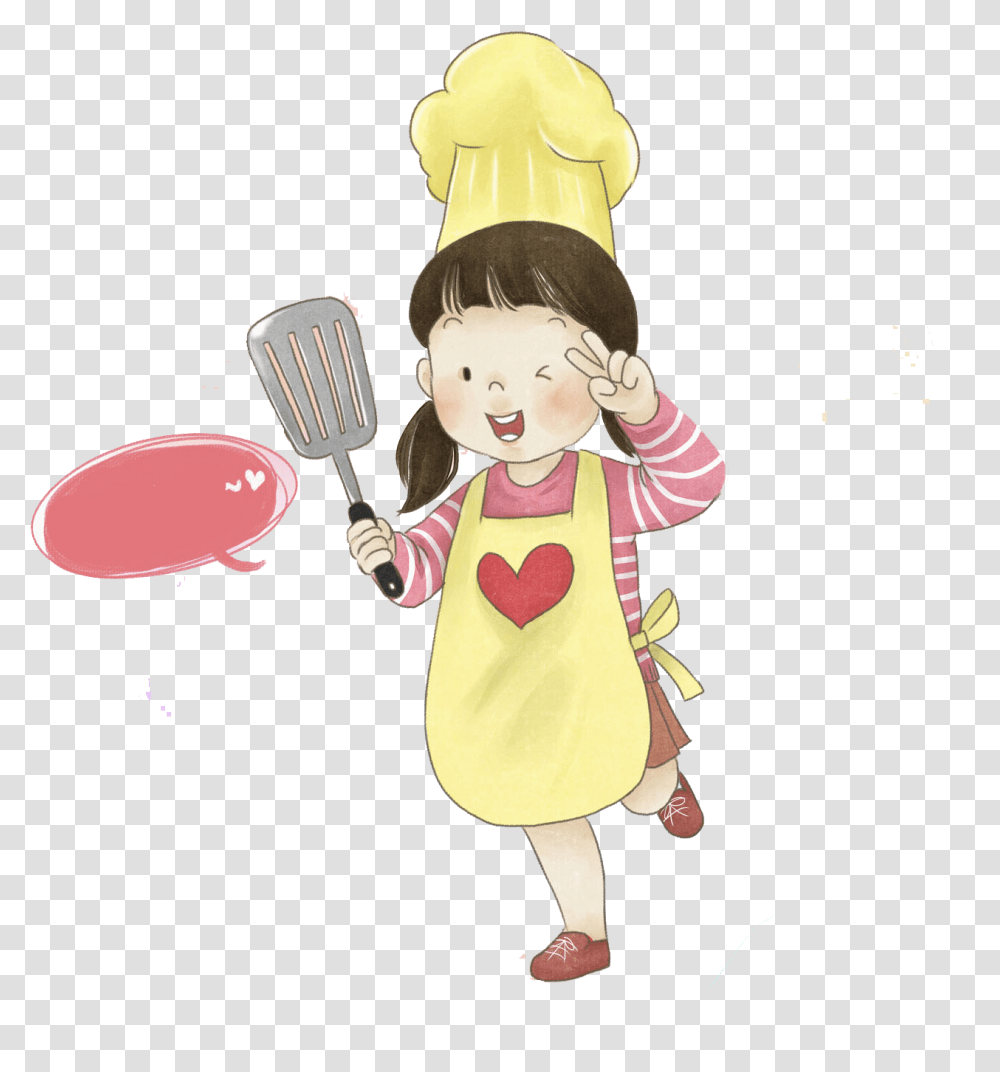 Chef Girl Girl With Apron Cartoon, Person, Human, Juggling, Performer Transparent Png