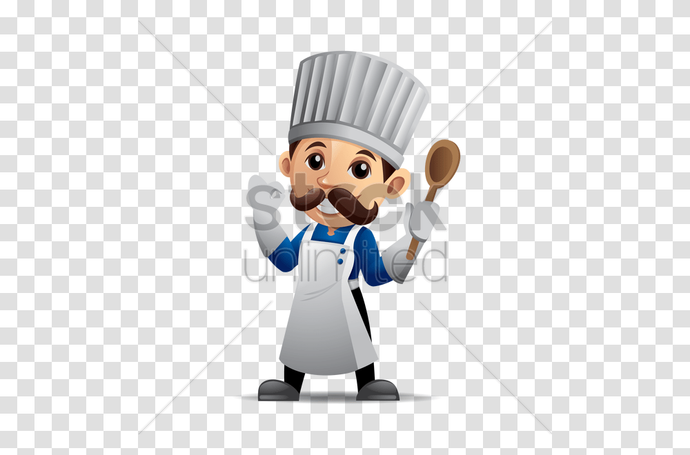Chef Holding A Wooden Spoon With Okay Hand Sign Vector Image, Person, Human, Toy Transparent Png