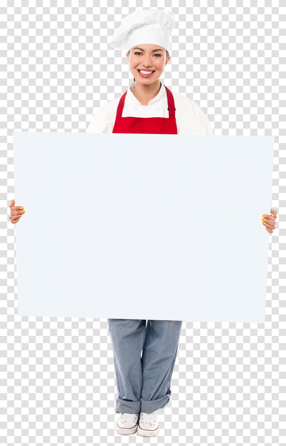 Chef Holding Banner Image Chef Holding Banner, Person, White Board, Shirt Transparent Png