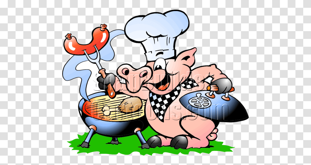 Chef Pig Bbq Grill Cooking Hotdogs Amp Chicken Pig Bbq Chef Transparent Png