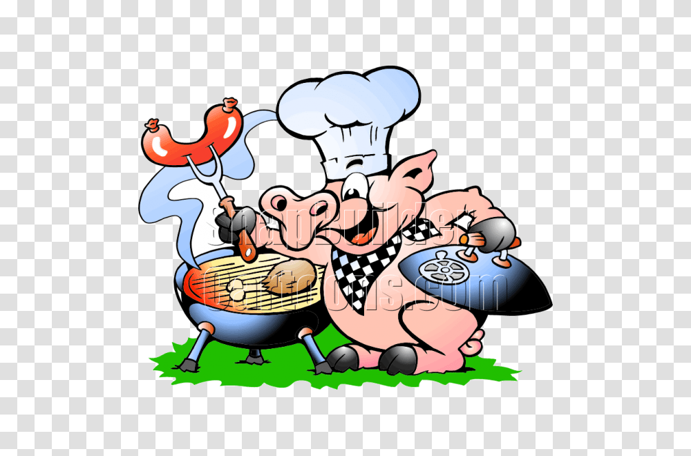 Chef Pig Bbq Grill Cooking Hotdogs Chicken, Eating, Food, Painting Transparent Png