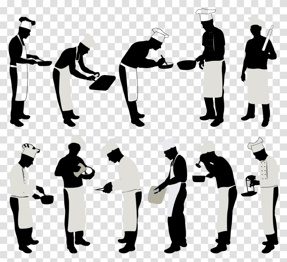 Chef Silhouettes 01, Person, Human, Stencil, Waiter Transparent Png