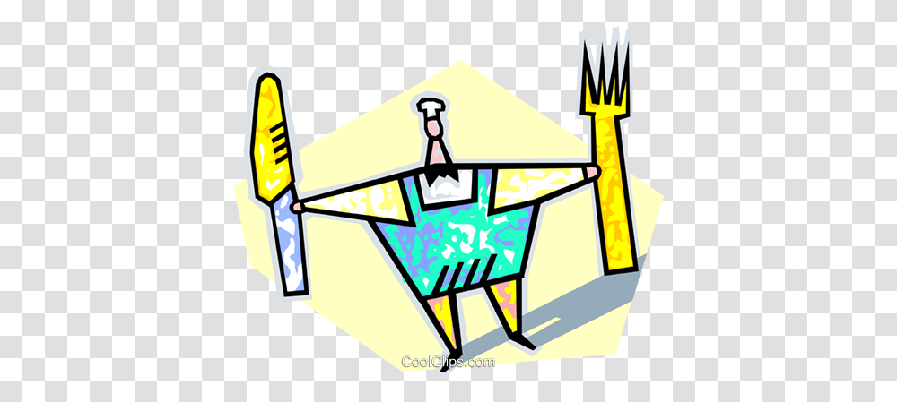 Chef With Fork And Knife Royalty Free Vector Clip Art Illustration, Shopping Basket Transparent Png