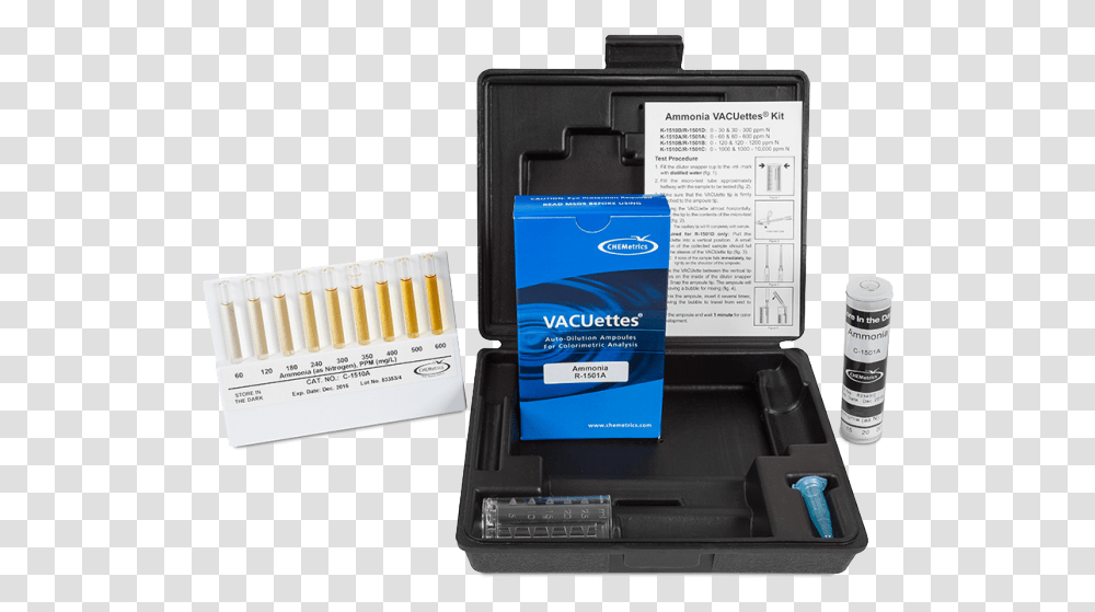 Chemetics Ammonia Test Kit Gadget, Adapter, Machine, Electronics Transparent Png