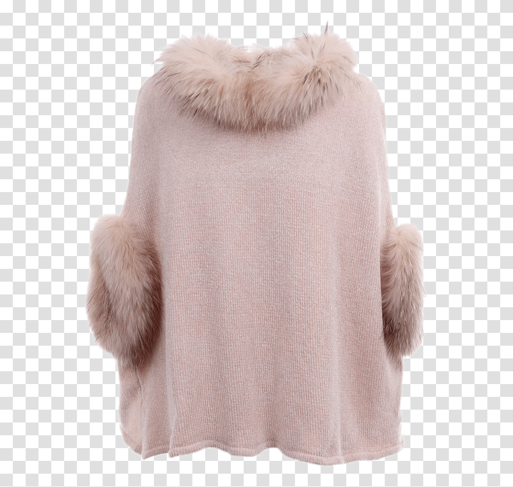 Chenille Poncho Raccoon Fur Blush Dolce Cabo Fur Clothing, Apparel, Cloak, Fashion, Fleece Transparent Png