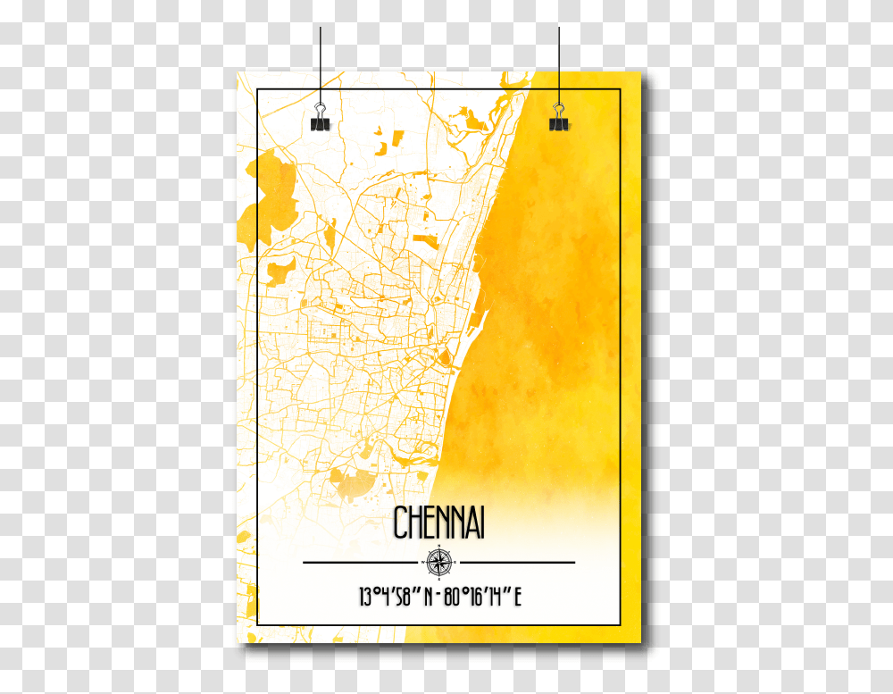 Chennai Map Wall Poster Frame Poster, Advertisement, Plot, Diagram, Atlas Transparent Png
