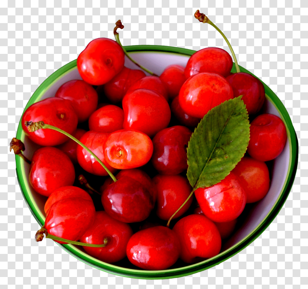Cherries In Bowl Cherry, Plant, Fruit, Food Transparent Png