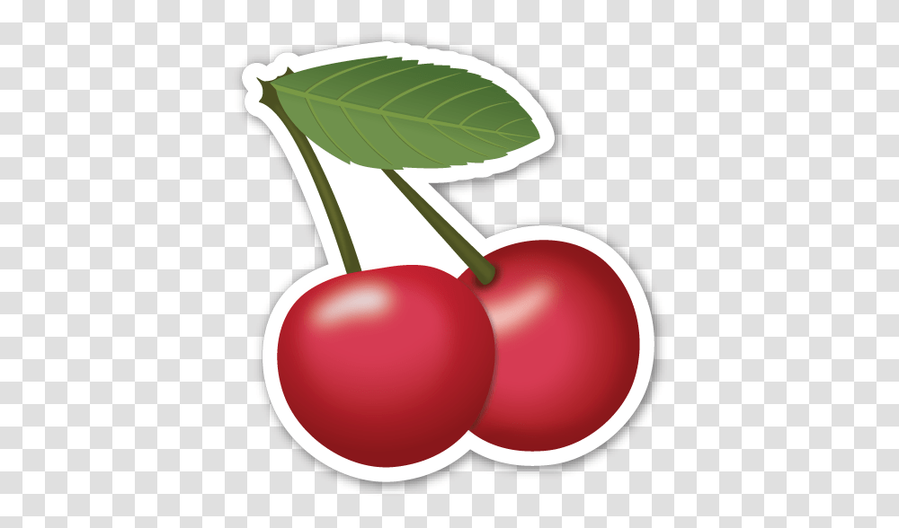 Cherries Sleave Leaves Emoji Stickers Cherry, Plant, Fruit, Food Transparent Png