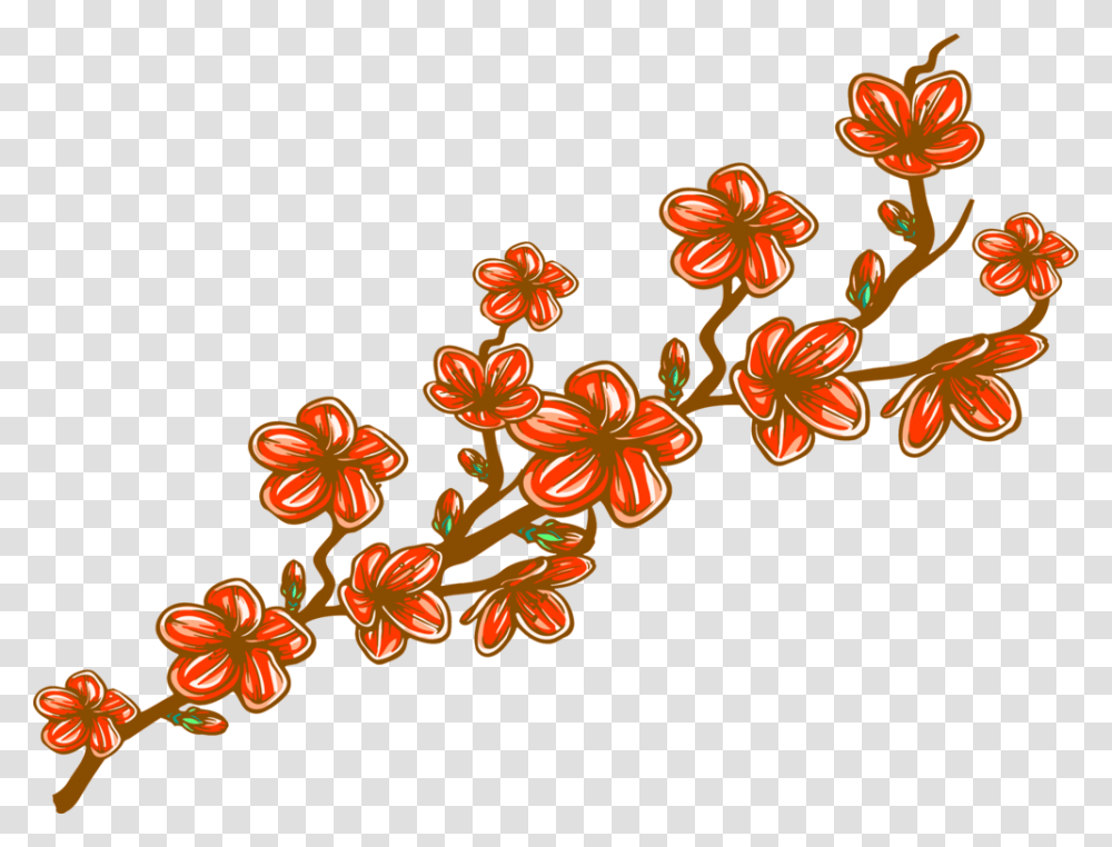 Cherry Blossom Branch Orange Cherry Blossom Clip Art, Floral Design, Pattern Transparent Png