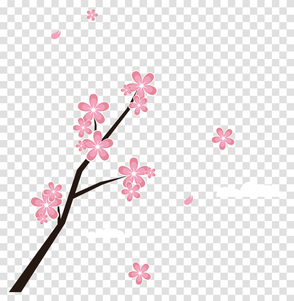 Cherry Blossom Branches And Petals Download, Number, Logo Transparent Png