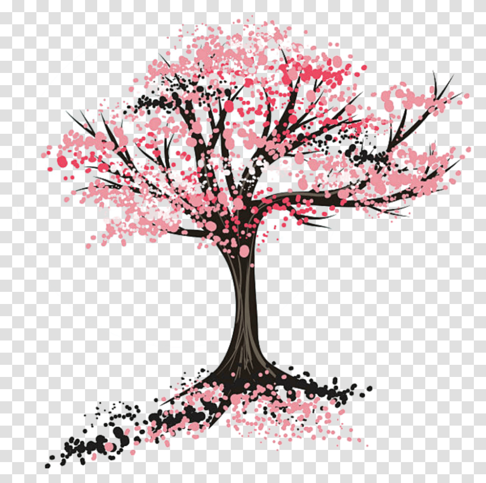 Cherry Blossom Tree Drawing Clipart Drawing Of A Blossom Tree, Plant, Flower, Pattern Transparent Png