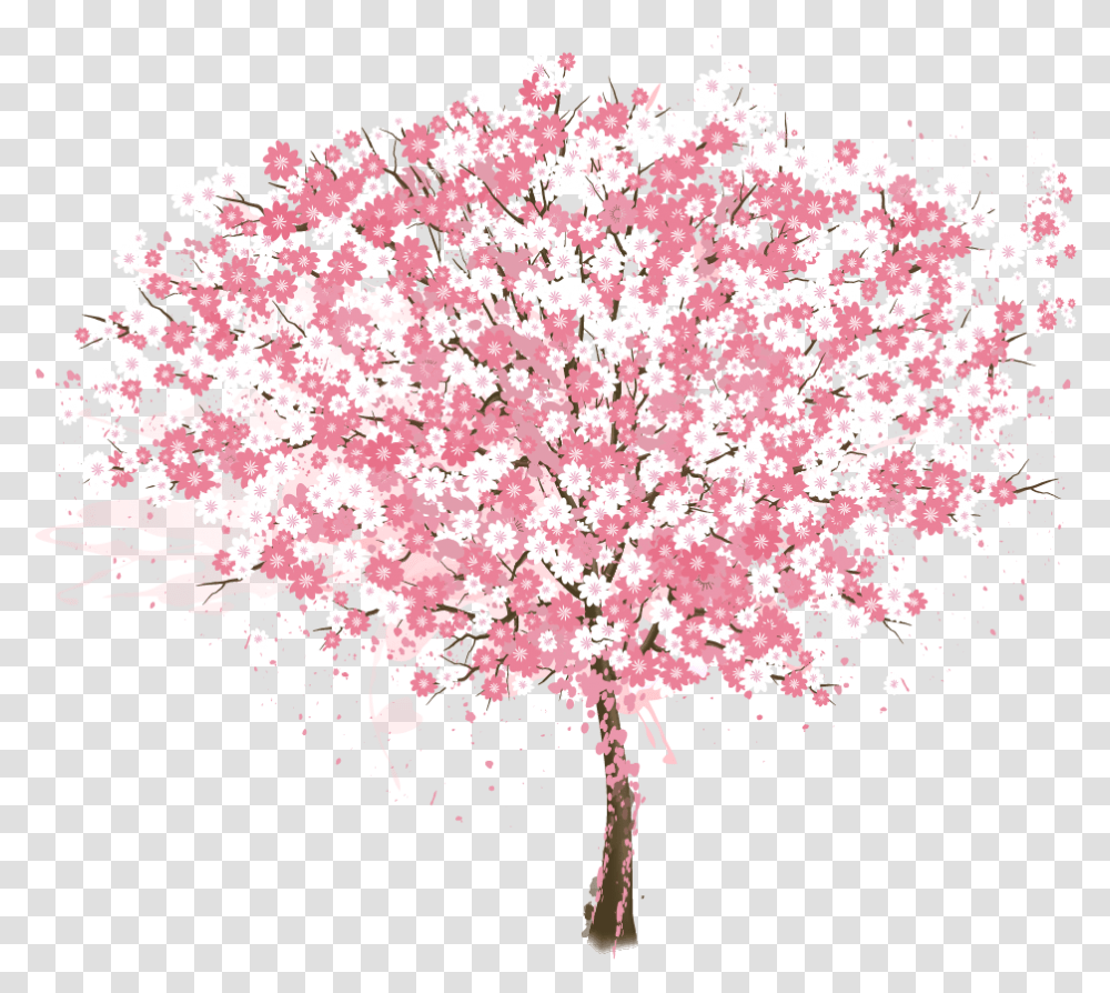 Cherry Blossom Tree Resume Vector Painted Pink Cherry Blossom Tree Vector, Plant, Petal, Flower, Confetti Transparent Png