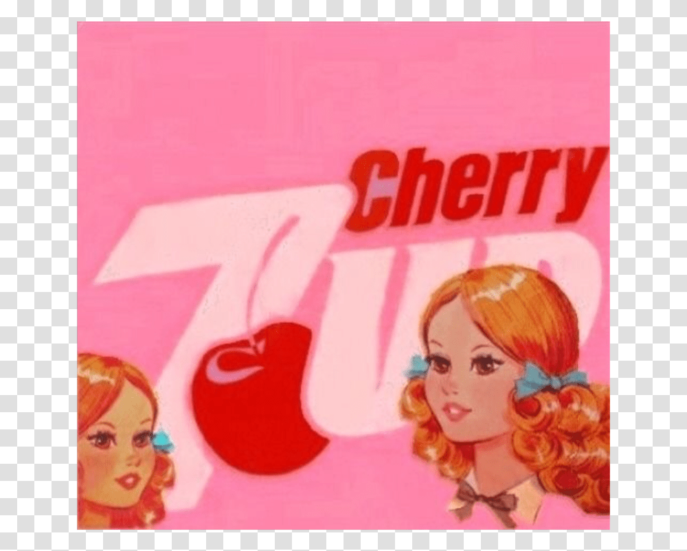 Cherry Cherries Pink Aesthetic Vintage Retro 7 Up, Doll, Toy, Figurine, Barbie Transparent Png