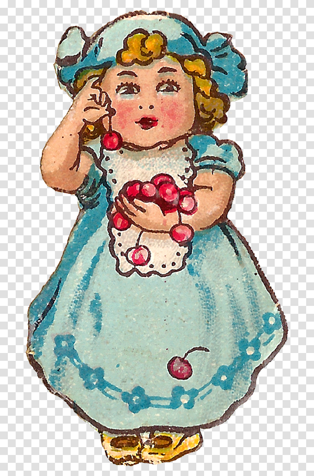 Cherry Clipart Vintage Girl With Cherry Clipart, Doll, Toy, Figurine, Barbie Transparent Png