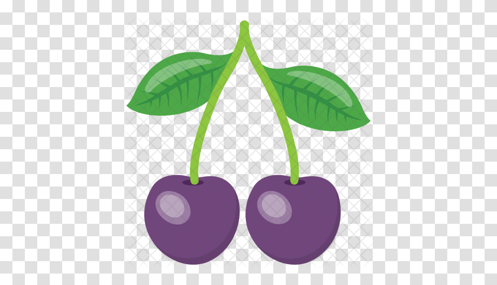 Cherry Plum Icon Fruit Is Purple In Colour, Plant, Food, Leaf Transparent Png