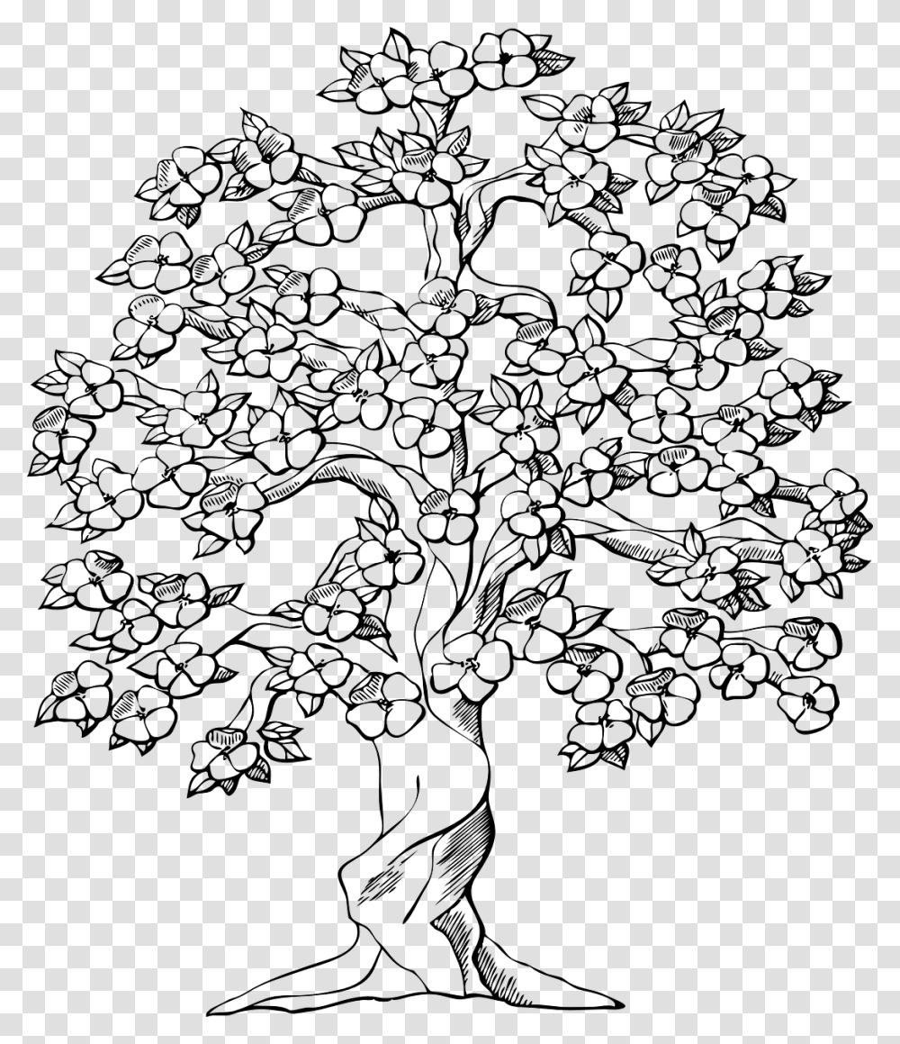 Cherry Tree Clipart Black And White, Gray, World Of Warcraft Transparent Png