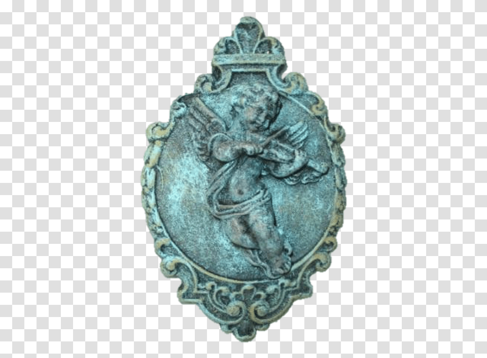 Cherub Playing Violin Plaque Emblem, Sculpture, Art, Statue, Ornament Transparent Png