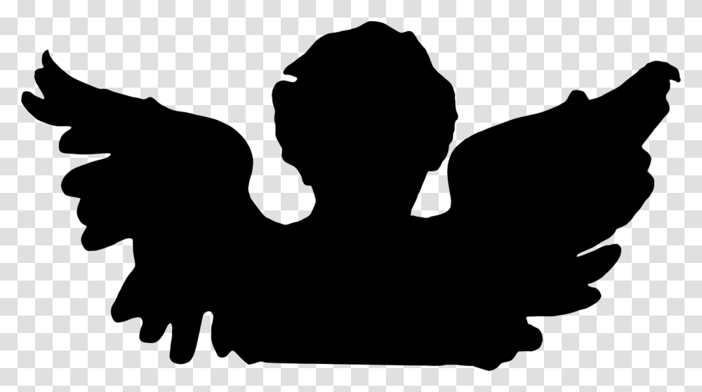 Cherub Silhouette Angel Drawing Statue, Gray, World Of Warcraft Transparent Png