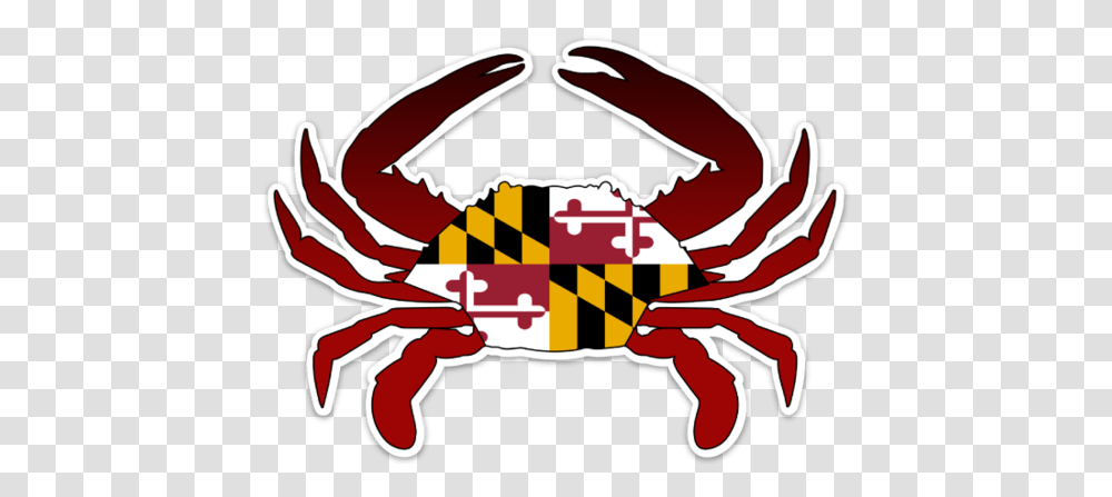 Chesapeake Bay Blue Crab With Maryland Flag Stickers Crab, Seafood, Sea Life, Animal, King Crab Transparent Png