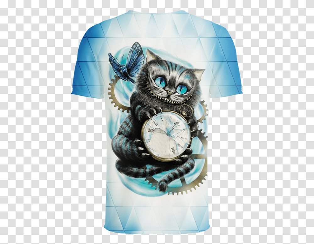 Cheshire Cat Alice In Wonderland 3d T Shirt Alice In Wonderland Cheshire Cat, Analog Clock, Pet, Mammal, Animal Transparent Png