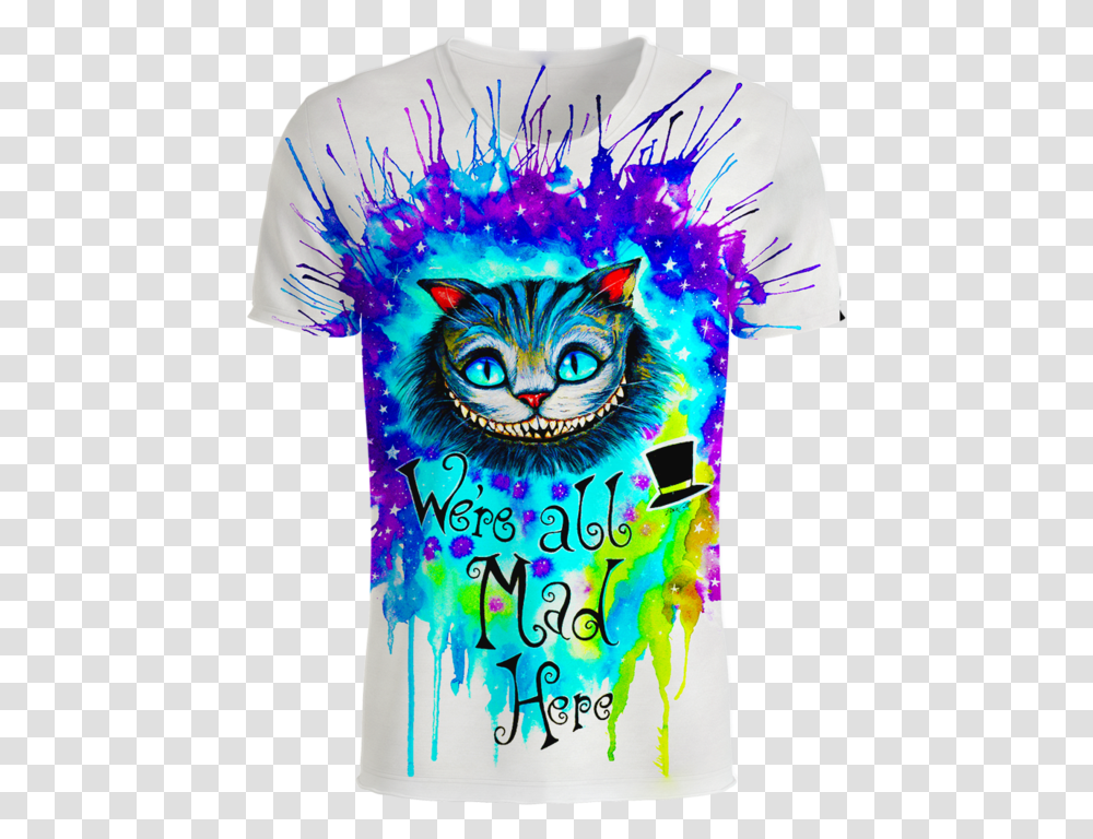 Cheshire Cat Alice In Wonderland 3d T Shirt We're All Mad Here Watercolor, Dye, Apparel Transparent Png