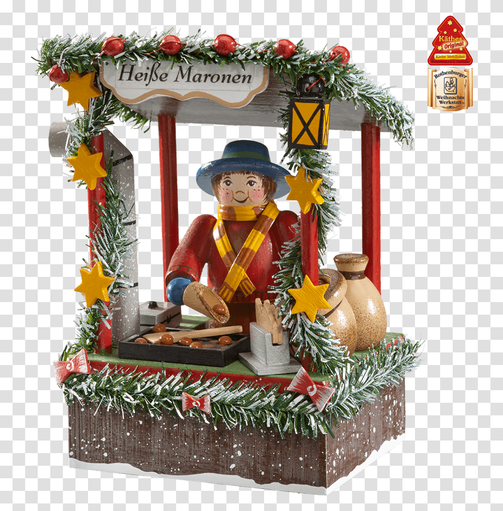 Chestnut Seller Christmas Decoration, Plant, Figurine, Person, Wedding Cake Transparent Png