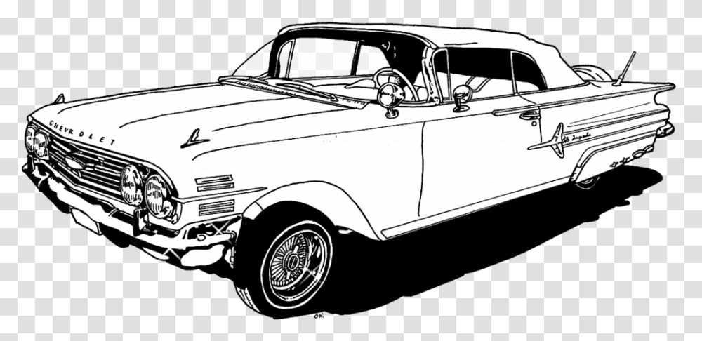 Chevrolet Impala Car Lowrider Coloring Draw A Chevrolet Impala Lowrider, Vehicle, Transportation, Antique Car, Bumper Transparent Png