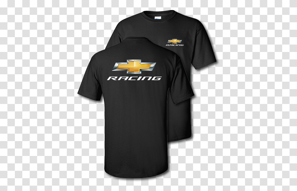 Chevy Racing Gold Bowtie Black T, Clothing, Apparel, Sleeve, Shirt Transparent Png