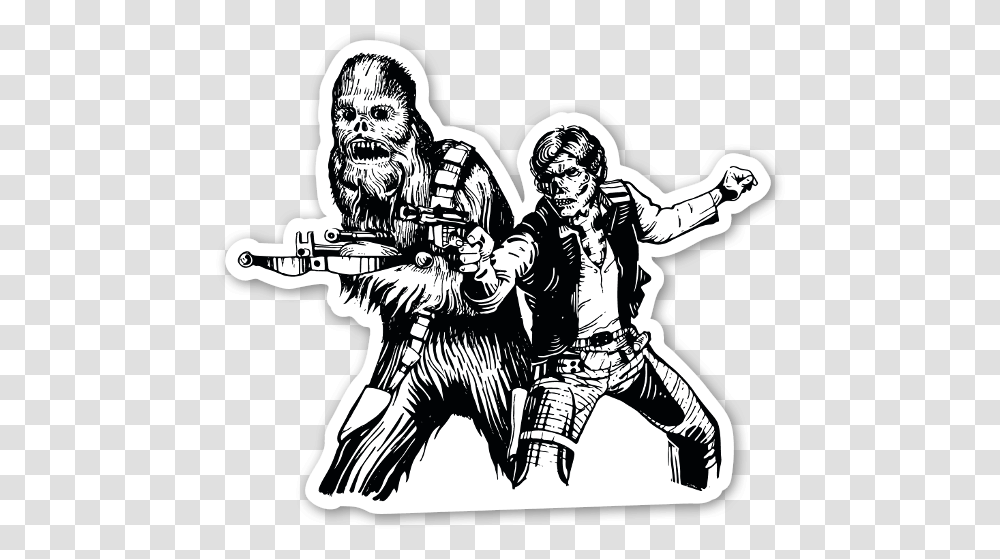Chewbacca And Han Solo Skull Sticker Star Wars Vector Han Solo, Person, Human, Hand, Knight Transparent Png