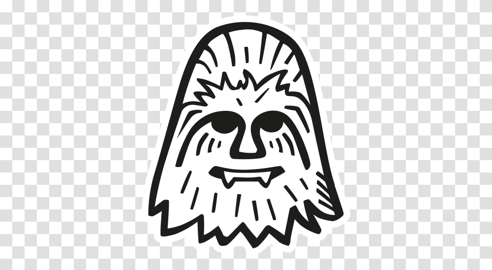 Chewbacca Free Icon Of Space Hand Drawn Black Sticker Star Wars Chewbacca Icon, Label, Text, Stencil, Symbol Transparent Png