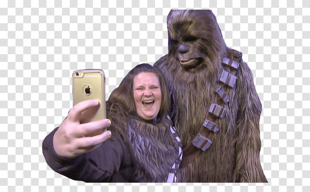 Chewbacca Mom Action Figure, Mobile Phone, Electronics, Cell Phone, Person Transparent Png