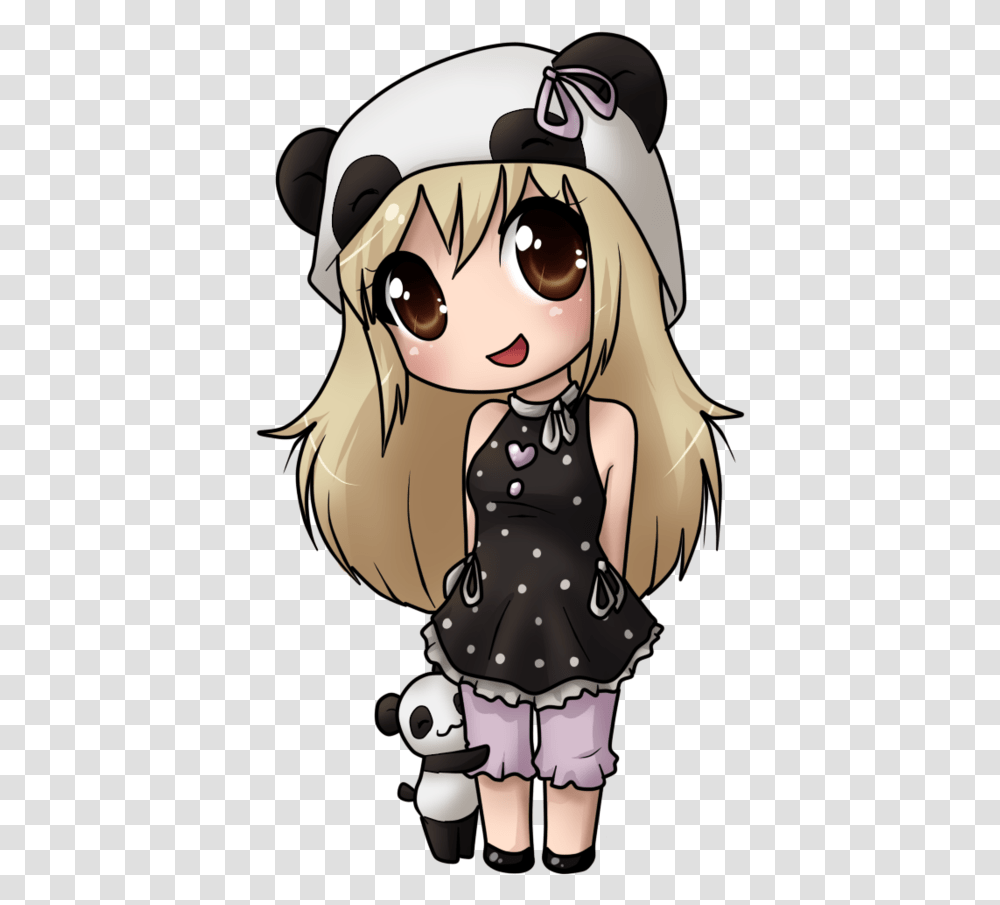 Chibi Anime Panda Girl, Helmet, Apparel, Book Transparent Png