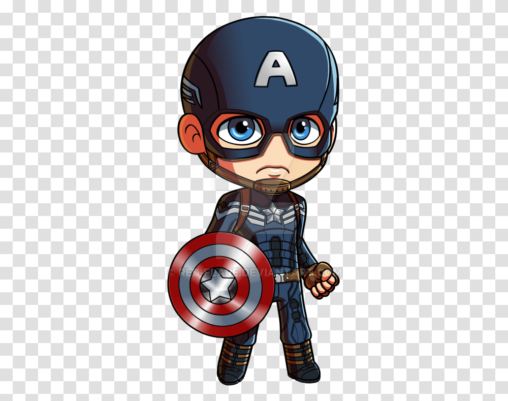 Chibi Captain America Cartoon, Helmet, Apparel, Person Transparent Png