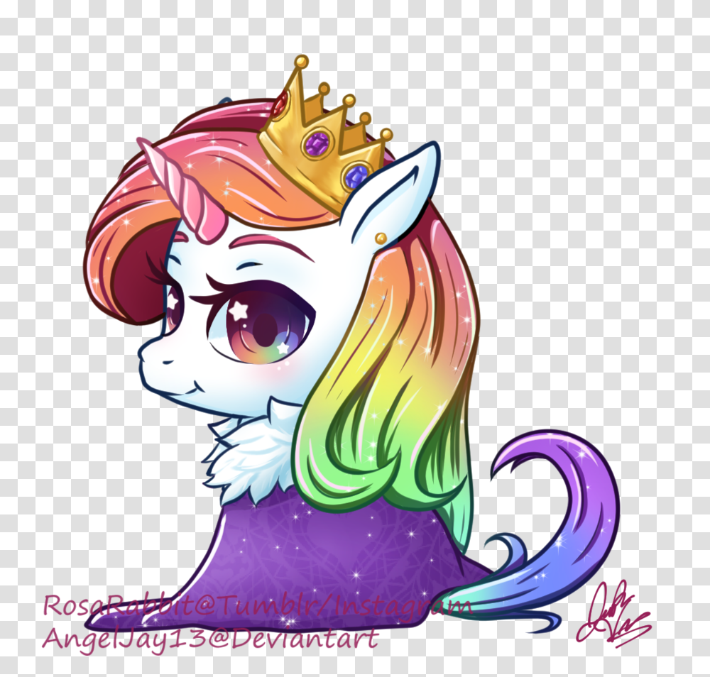 Chibi Commission Rainbow Unicorn Queen, Head, Floral Design Transparent Png