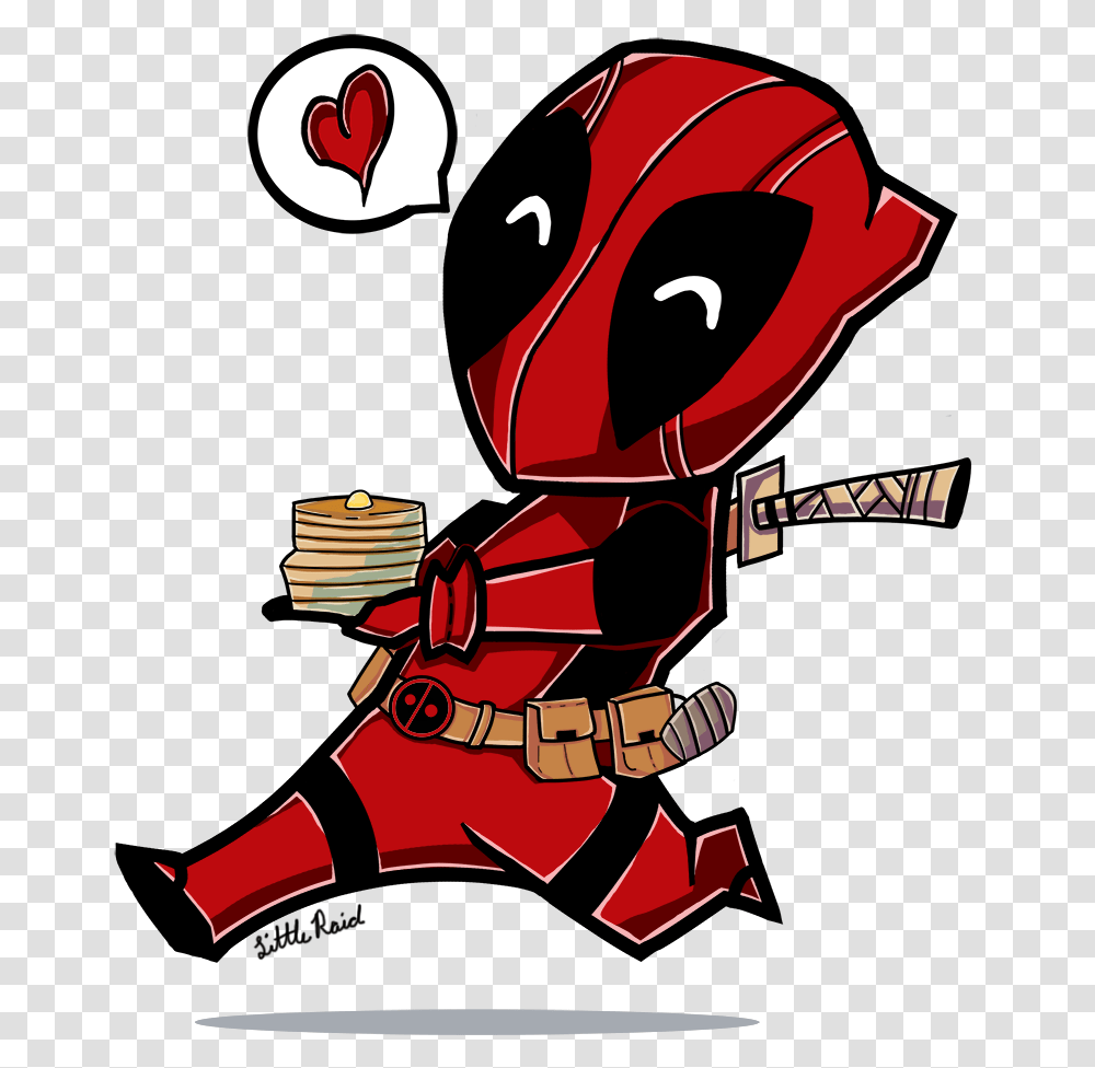 Chibi Deadpool And Pancakes Deadpool Black And White, Poster, Hand Transparent Png