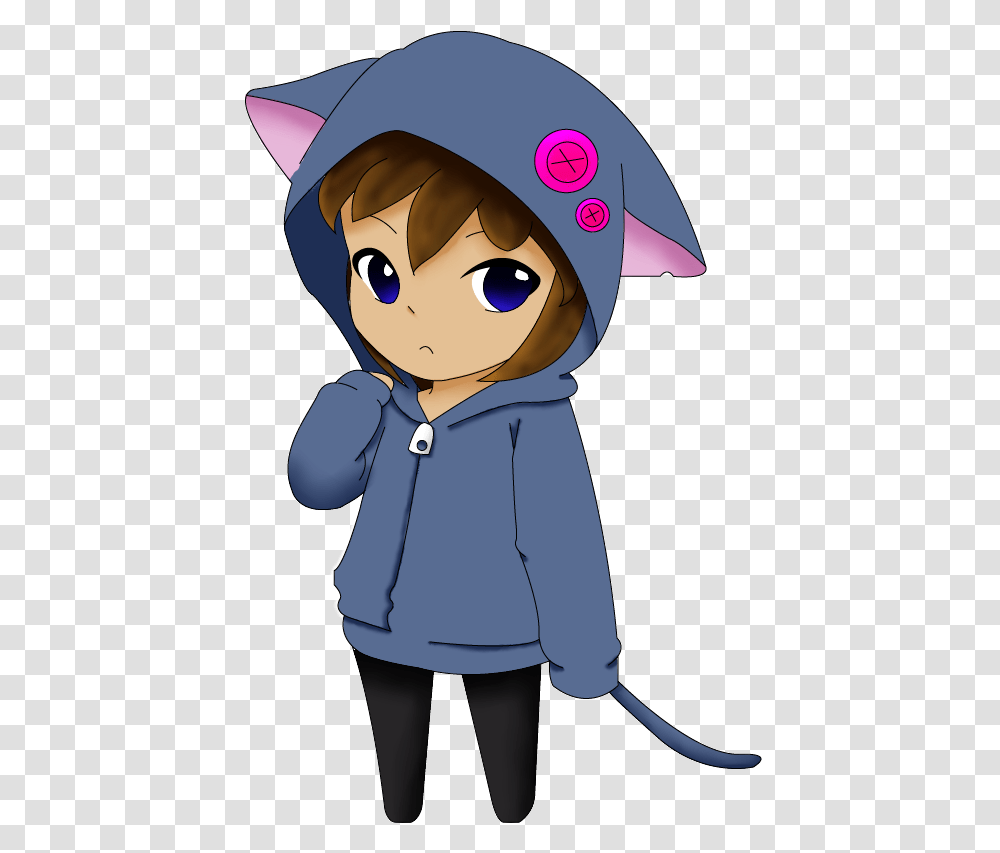 Chibi Girl In A Cat Vest By Sannyvampire Chibi Chibi Anime Clipart, Clothing, Apparel, Sweatshirt, Sweater Transparent Png