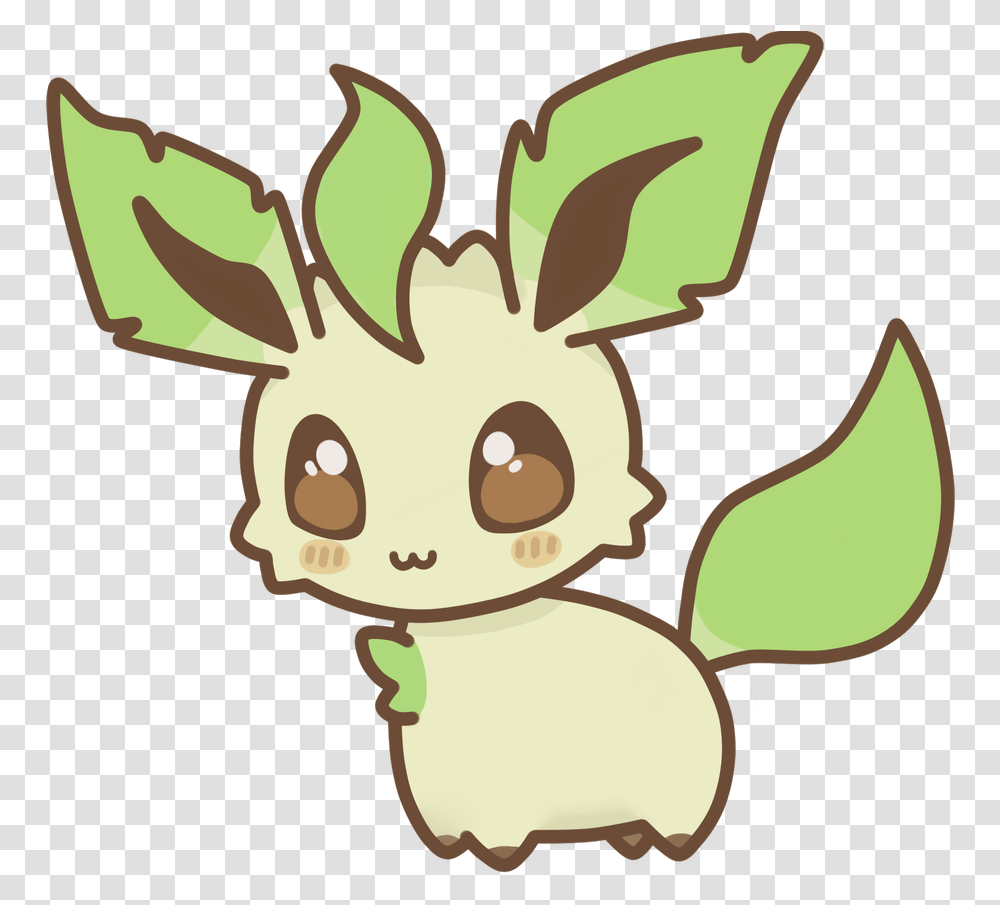 Chibi Leafeon With Flower, Plant, Seed, Grain, Produce Transparent Png