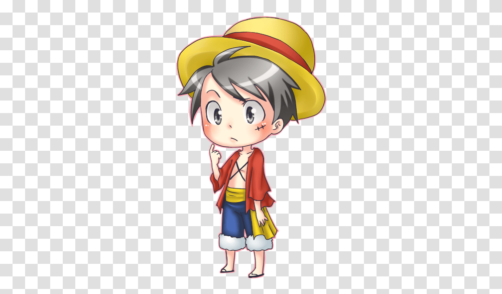 Chibi Luffy Discovered Luffy Chibi Anime One Piece, Comics, Book, Helmet, Clothing Transparent Png