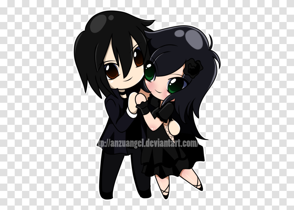 Chibis By Anzuangel On Emo Cartoon Goth Couple, Manga, Comics, Book, Person Transparent Png