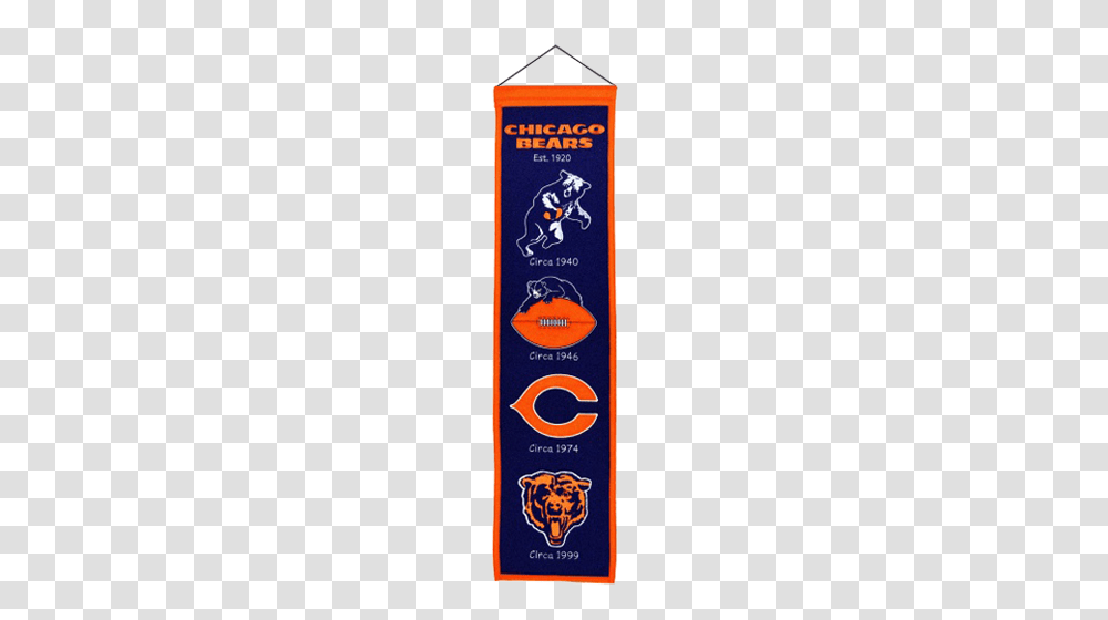 Chicago Bears Logo Evolution Heritage Banner, Label, Bottle, Sash Transparent Png