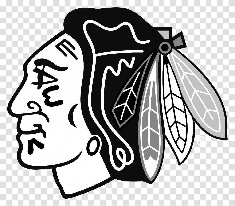 Chicago Blackhawks Logo Chicago Blackhawks Logo Black And White, Stencil, Architecture, Building, Clothing Transparent Png