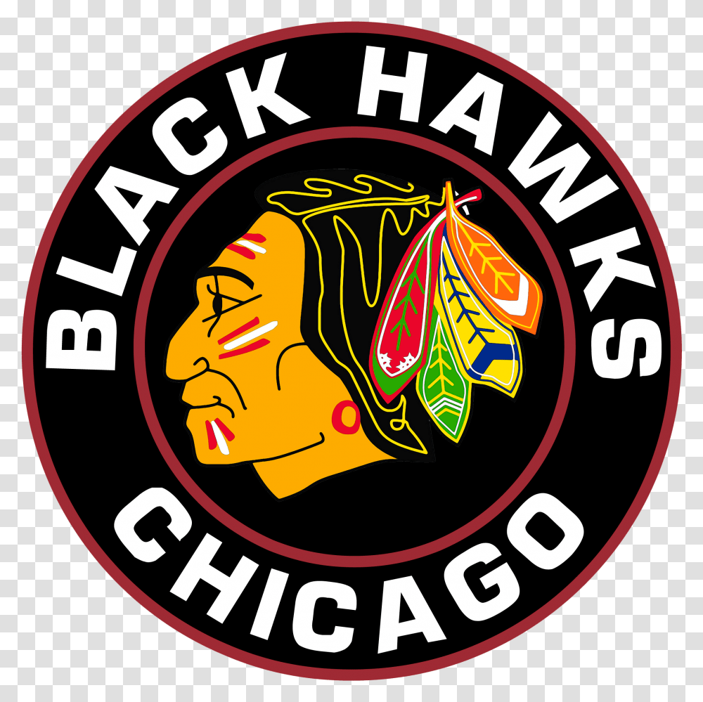 Chicago Blackhawks Logos Chicago Blackhawks, Symbol, Label, Text, Poster Transparent Png