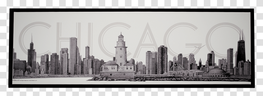 Chicago Collection Canvas Fine Art Pencil Illustration Art, Building, Tower, Architecture, City Transparent Png