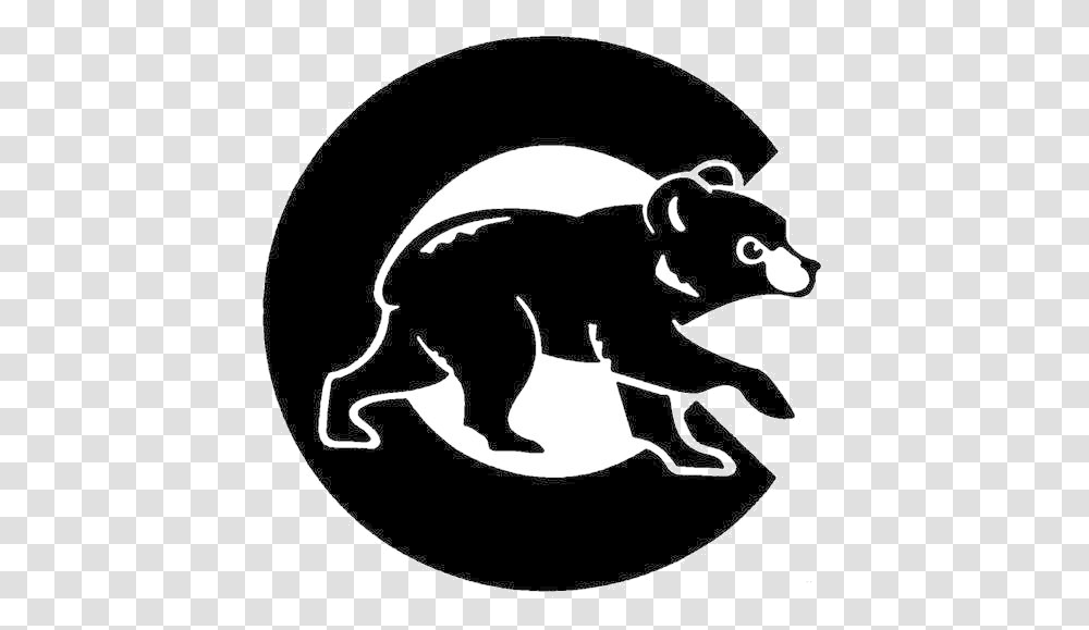 Chicago Cubs Emblem Clip Art Black And White Ideas Black Chicago Cubs Logo, Stencil, Mammal, Animal, Wildlife Transparent Png
