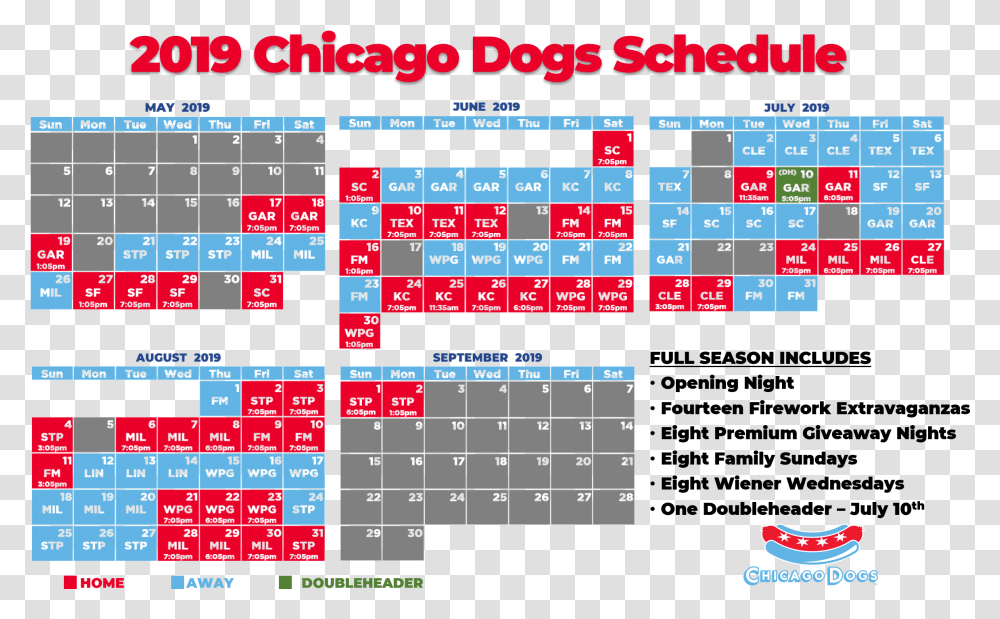 Chicago Dogs 2019 Schedule, Word, Game, Calendar Transparent Png