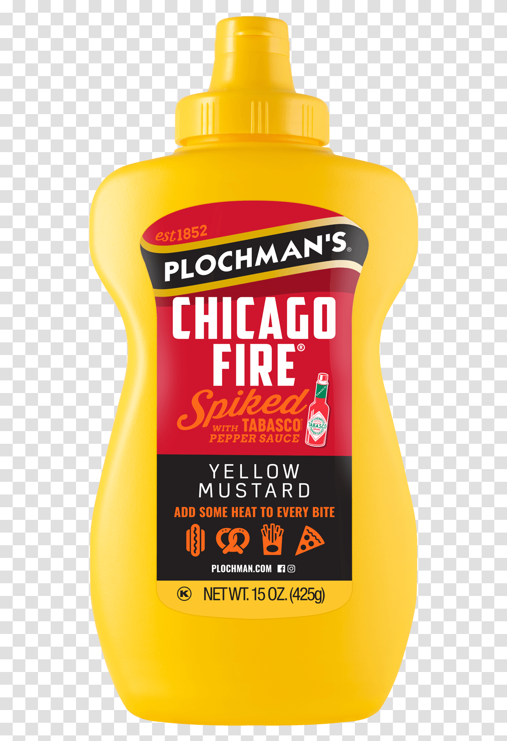 Chicago Fire Mustard In A Banjo Bottle 15oz Plastic Bottle, Label, Food, Beer Transparent Png
